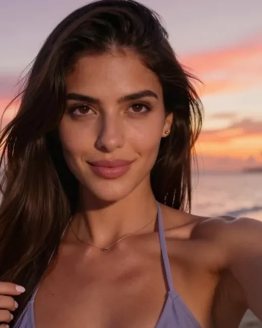 Marisol at sunset on the beach